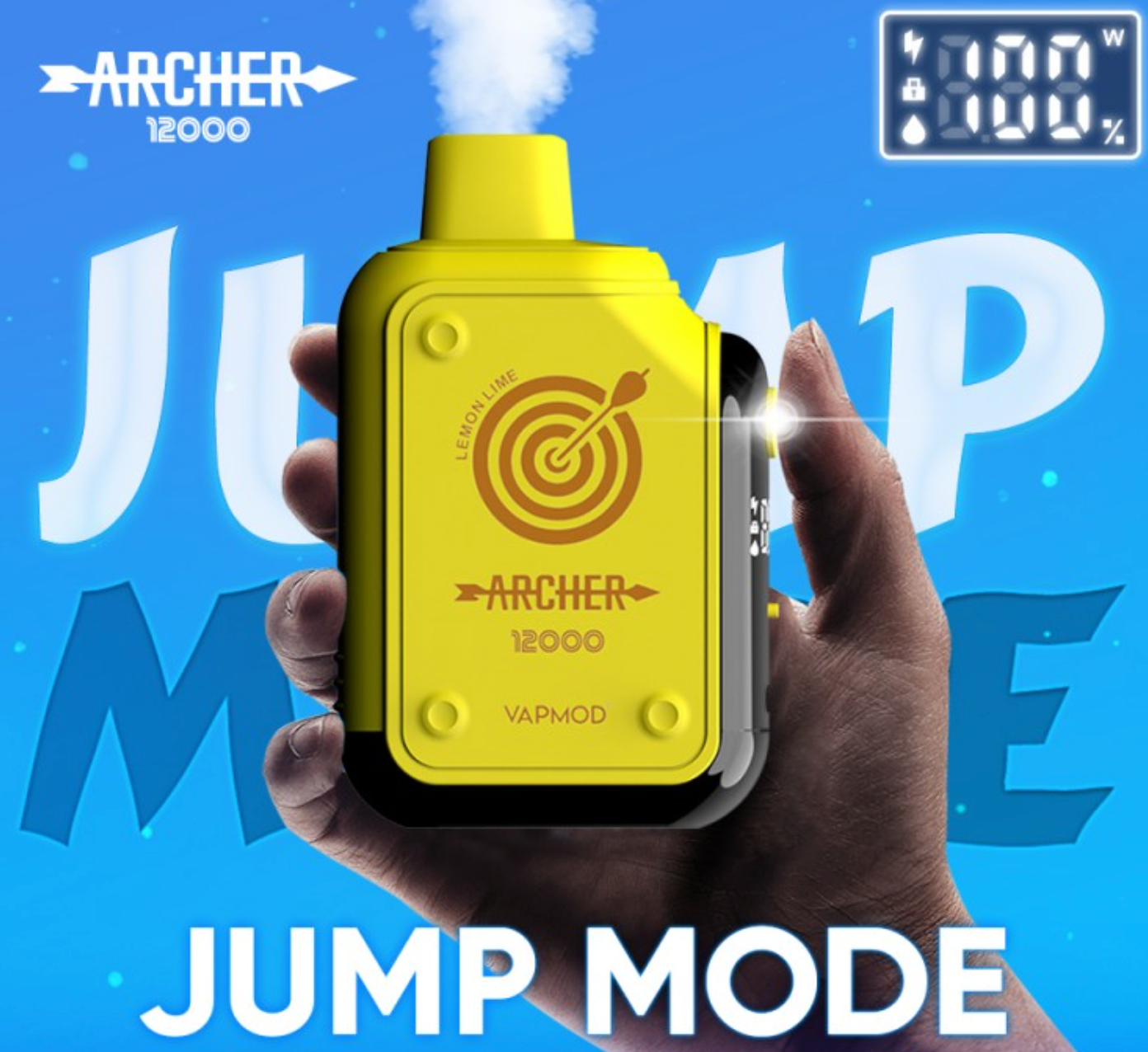 Archer 12000 18ML 12000 Puffs 900mAh Prefilled Nicotine Salt Rechargeable Jump Mode Disposable Device With Mesh Coil & E-Liquid & Power Screen - Display of 5