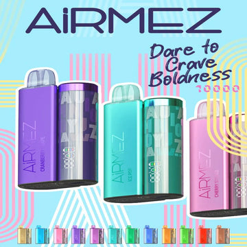 AiRMEZ 20ML 10000 Puffs 650mAh Prefilled Nicotine Salt Rechargeable Disposable Device With Mesh Coil & E-liquid & Battery Indicator - Display of 10