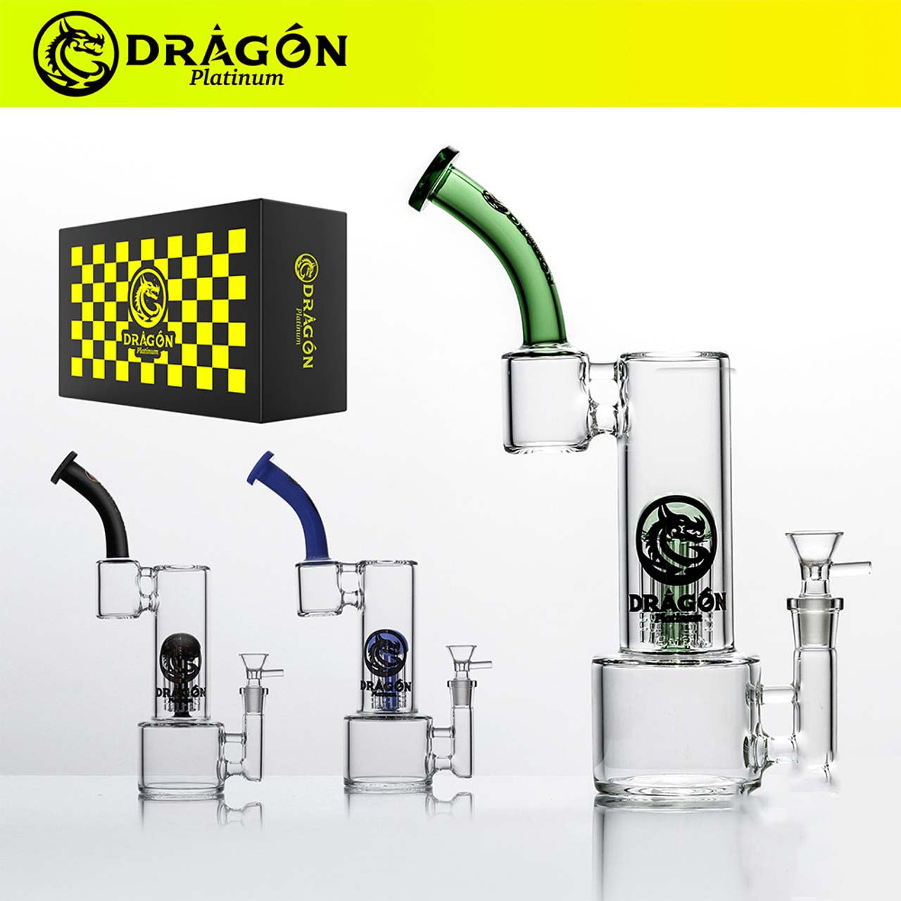 Dragon Platinum Water Pipe Bent Neck With Tree Perc - 550 Grams - 11.4 Inches - Assorted Colors [WPE-013]