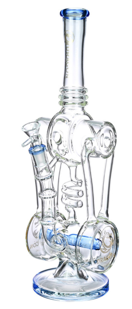 Dragon Glass Water Pipe Dual Chamber Recycler Design With Inline Perc - 984 Grams - 16 Inches - Assorted Colors [DGC-069]