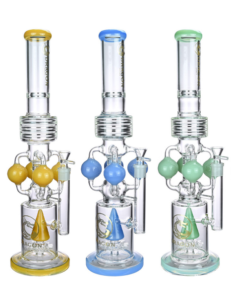Dragon Glass Water Pipe Recycler Tube Base Design With Sprinkler Perc - 1683 Grams - 21 Inches - Assorted Colors [DGA-043]