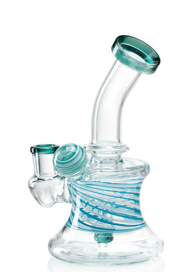 Glass Water Pipe With Bent Neck - 356 Grams - 6.95 Inches - Assorted Colors [GL-15]