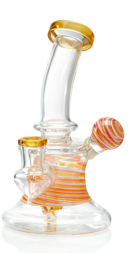 Glass Water Pipe With Bent Neck - 399 Grams - 7.05 Inches - Assorted Colors [GL-14]
