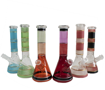 Metrix Glass Water Pipe Beaker Design With Ice Catcher & Diffused Downstem - 363 Grams - 10.3 Inches - Assorted Colors [BOX 45-48]