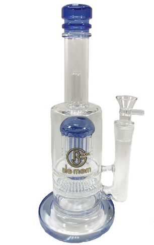 Big B Mom Glass Water Pipe Mug Design With Tree & Honeycomb Perc - 963 Grams - 12 Inches - Assorted Colors [BK506]