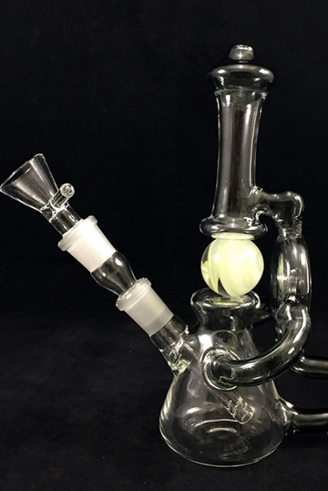Glass Spinning Marble Recycler Water Pipe With Diffused Downstem - 8 Inches - 200 Grams - Assorted Colors [K155]