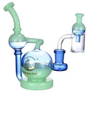 Dragon Glass Water Pipe With Thick Base + Globe Shape Body & Bent Neck - 152 Grams - 6 Inches - Assorted Colors [DGE-293]