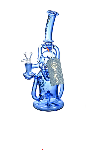 Dragon Glass Water Pipe With Matrix Perc + Full Color Body + Donut Perc & Slightly Bent Neck - 467 Grams - 11 Inches - Assorted Colors [DGD-116]