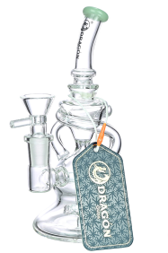 Dragon Glass Mini Water Pipe With Spiral Perc + Spiral Hand Grip & Slightly Bent Neck - 179 Grams - 6.45 Inches - Assorted Colors [DGE-274]