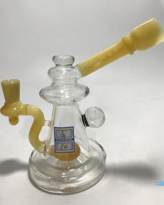 Glass Water Pipe Marble Vase Base Rig Design With Tire Perc - 279 Grams - 7 Inches - Assorted Colors [Y4]