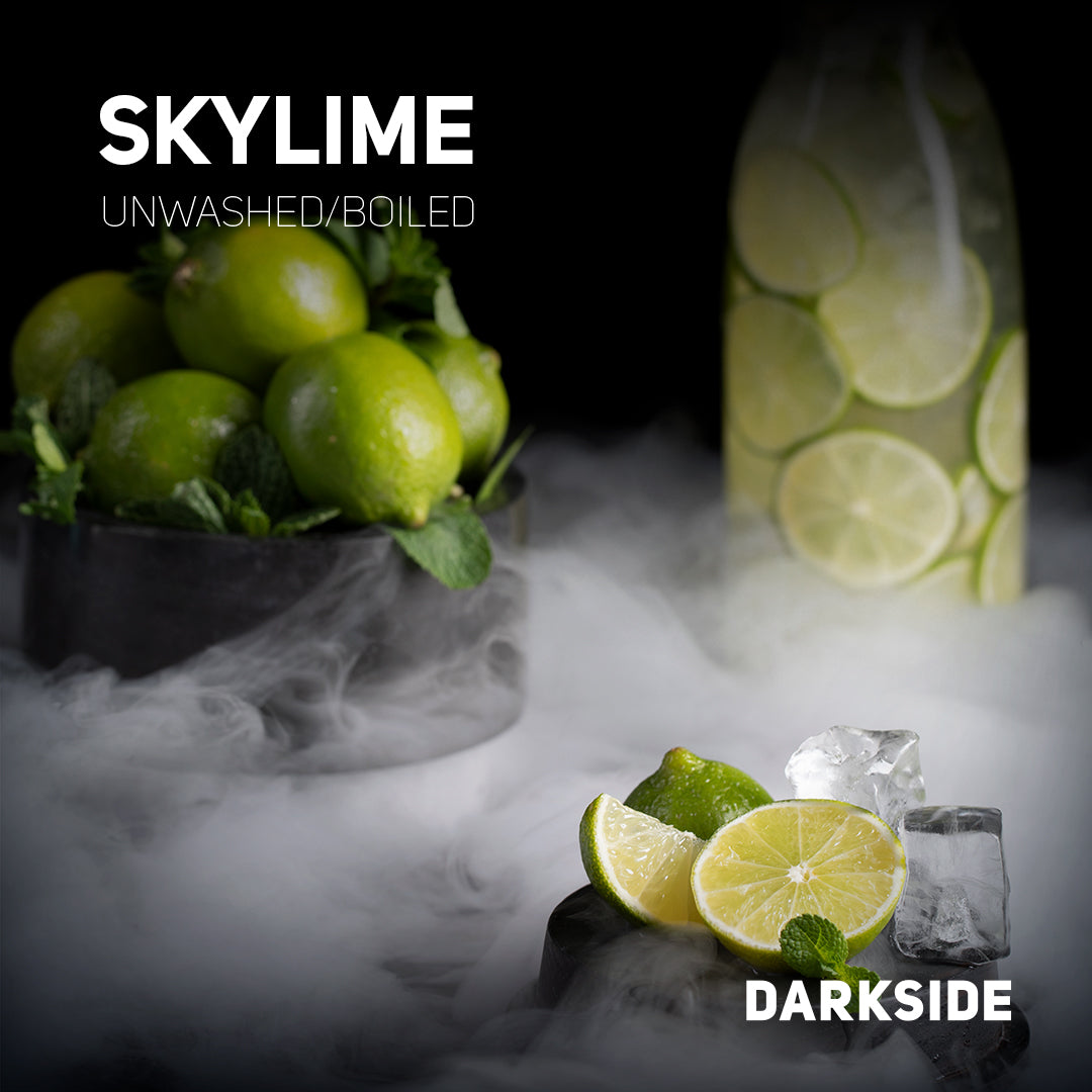 100g pack of DarkSide Skylime Hookah Tobacco with a zesty lime-infused flavor, perfect for a refreshing and invigorating hookah session, available at 710 Galaxy.