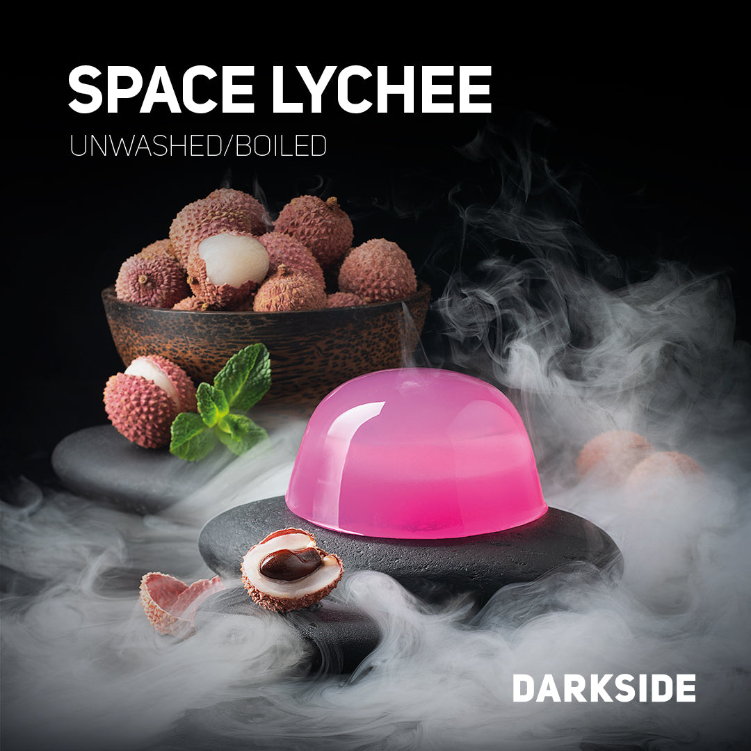 Darkside Space Lychee Hookah Tobacco 250g - Tropical lychee flavor with Russian packaging, perfect for a unique and refreshing hookah session