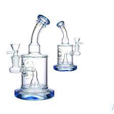 Shadow Glass Water Pipe Pyramid Body Design With Triangle Perc & Bent Neck - 270 Grams - 7.5 Inches - Assorted Colors [SGE-031]