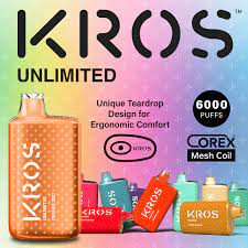 KROS 3 Unlimited 14ML 6000 Puffs 650mAh Rechargeable Prefilled Nicotine Salt Disposable Vape With Corex Mesh Coil - Display of 10