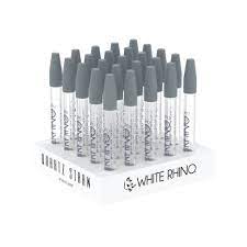 White Rhino Quartz Dab Glass Straw With Grey Silicone Cap - Display of 25