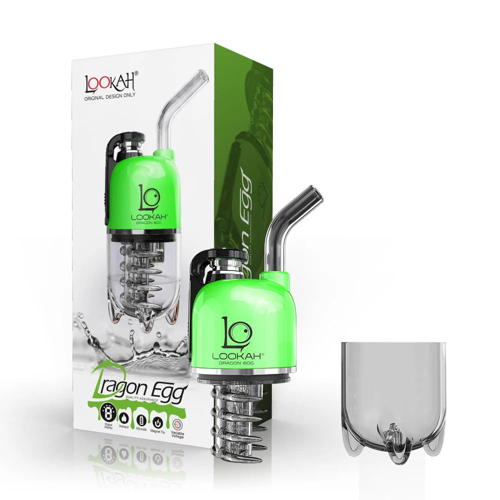  Lookah Dragon Egg: Water filtration e-rig. Smooth, cool hits. Perfect for on-the-go concentrate use.