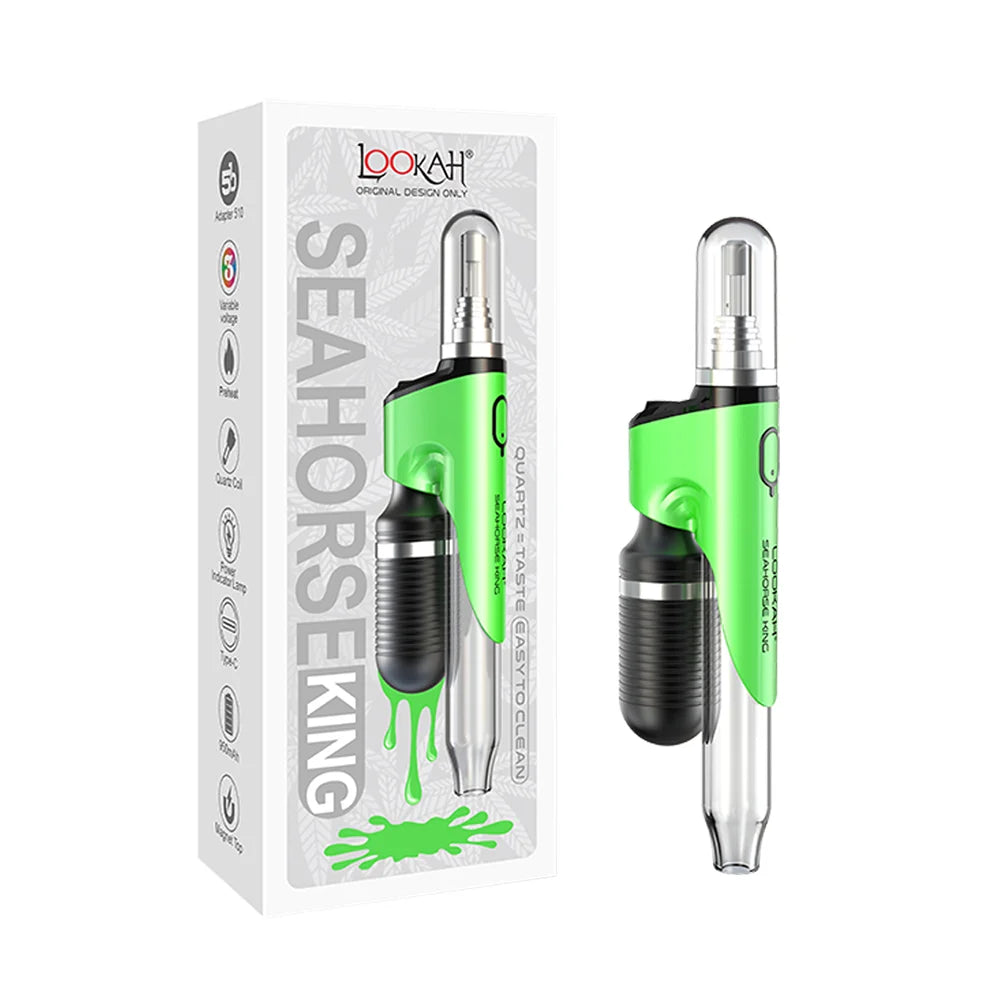 LOOKAH Seahorse King E-Rig: Electric nectar collector with 5 tip options. Powerful battery, easy to use. 