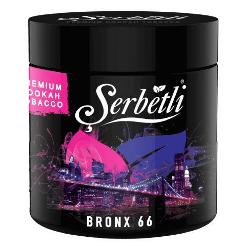 Serbetli Bronx 66 Hookah Tobacco 250g offers a unique flavor fusion for an exciting and complex smoking experience. Perfect for adventurous smokers.