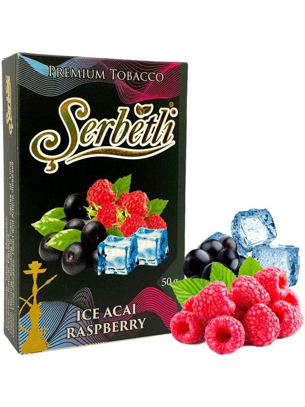 Serbetli Ice Acai Raspberry Hookah Tobacco 50g offers an exotic acai and raspberry flavor with a refreshing icy finish, perfect for a berry-infused smoke session.






