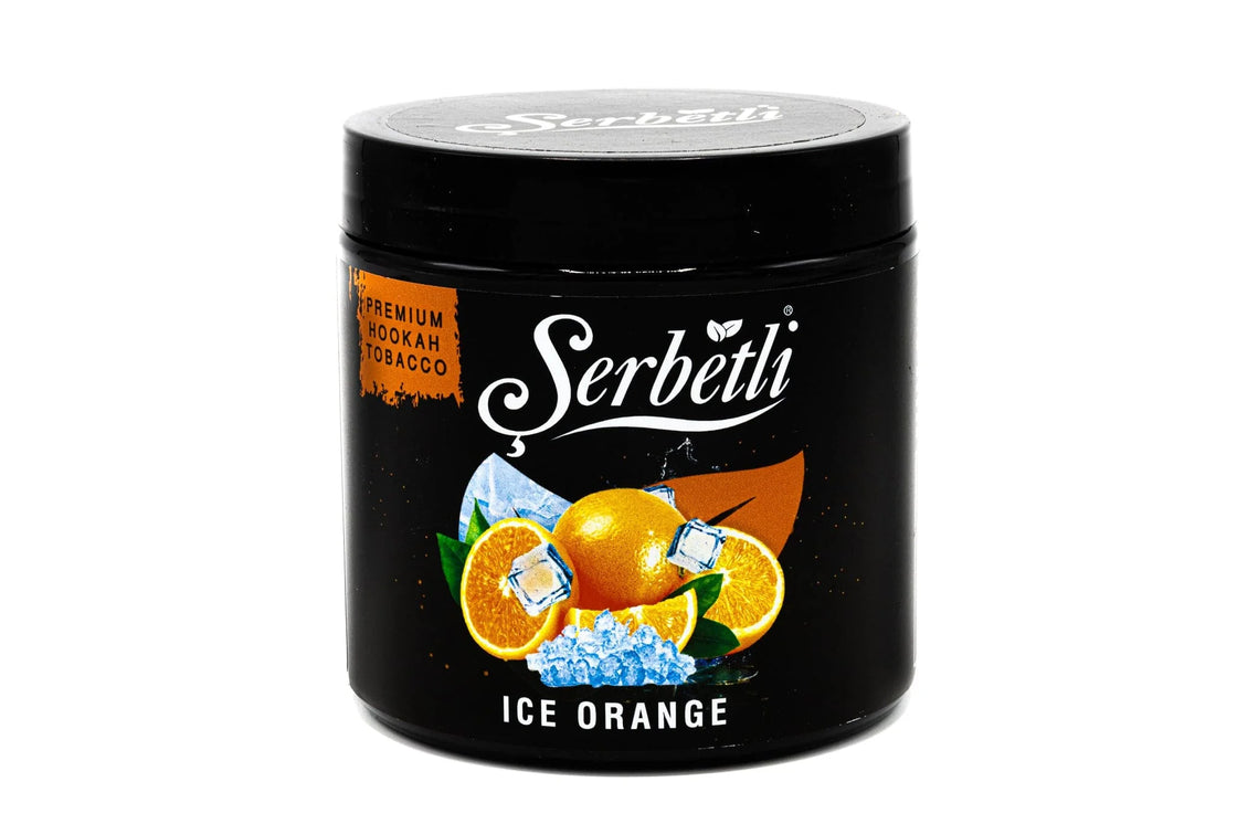 Serbetli Ice Orange Hookah Tobacco in 1kg, offering a sweet citrus flavor with a cool finish, ideal for refreshing summer smoke sessions.