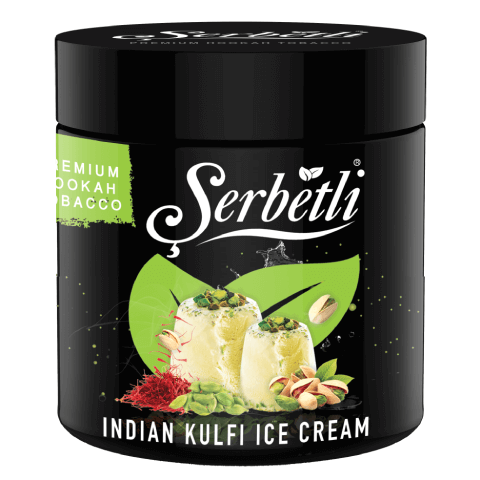 Serbetli Indian Kulfi Ice Cream 250g, featuring a creamy, spiced blend inspired by the traditional Indian dessert, perfect for a rich and exotic hookah experience.